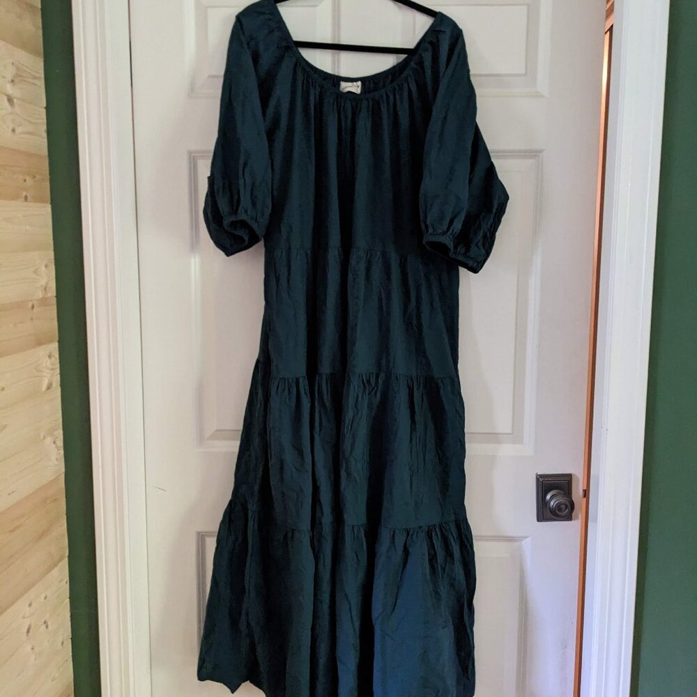 Universal Thread Peasant Style Eyelet Maxi Dress w/ Pockets Teal XXL